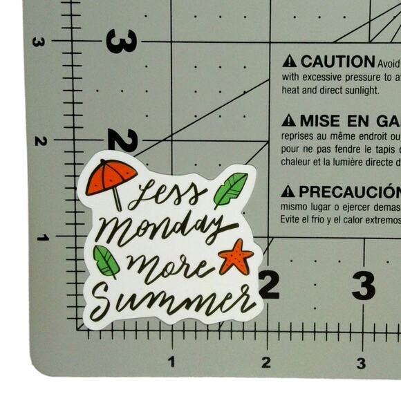 Less Monday More Summer Leaf Feather Starfish Umbrella Sayings Motto Sticker - Picture 2 of 2